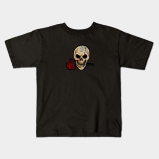 Skull Rose Patch Kids T-Shirt